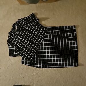 Black and white shirt and skirt set